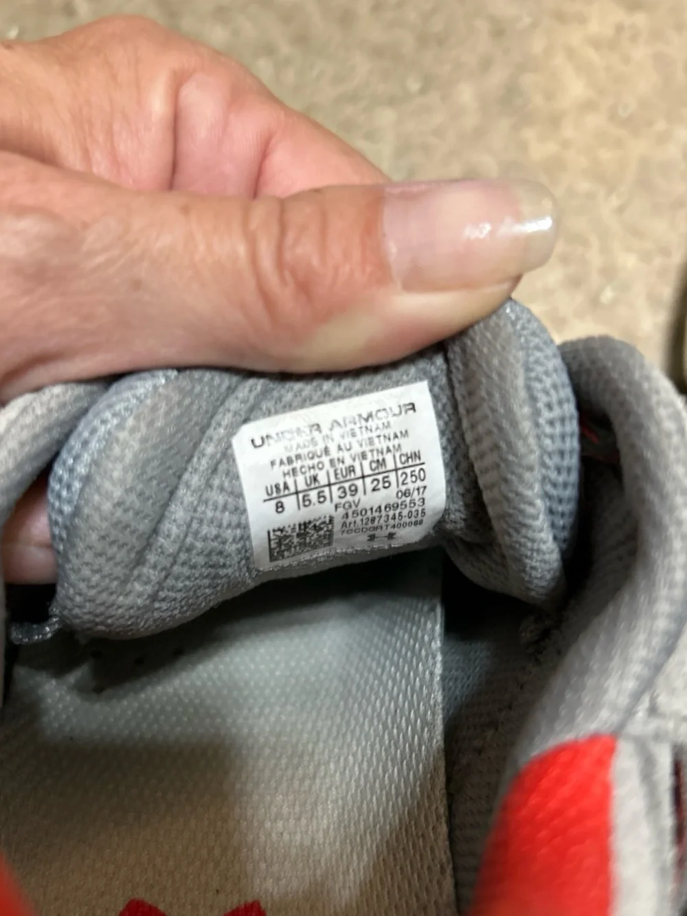 Under Armour Gray and Red Women’s Athletic Trail Sneakers